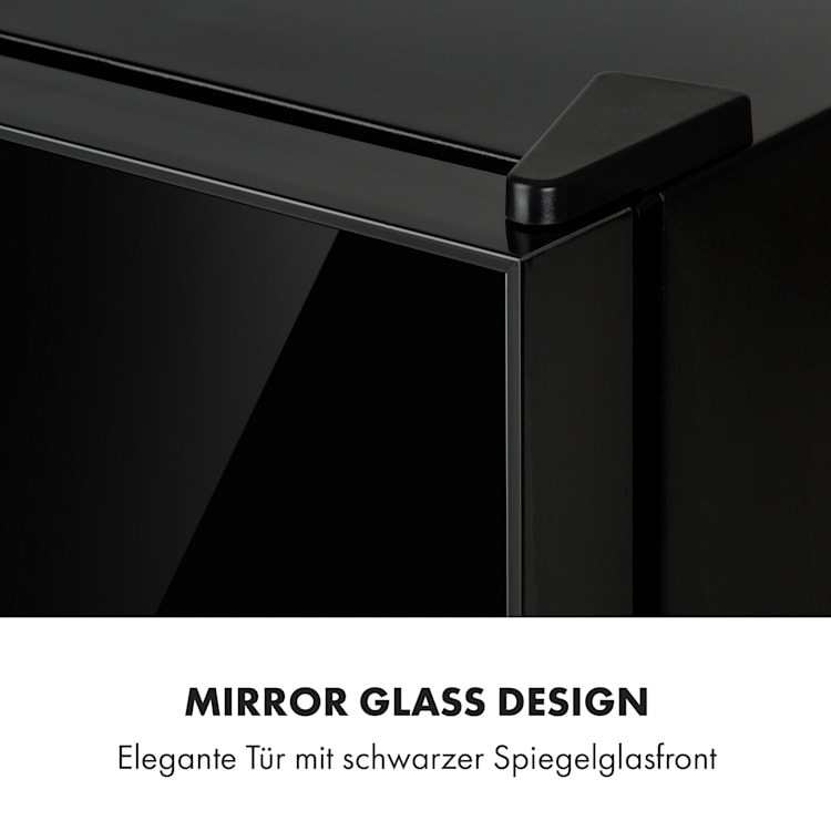 Frosty Mini-Kühlschrank EEC A Spiegelglastür 10 Liter schwarz