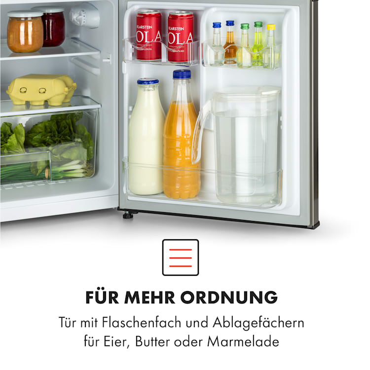 Big Daddy Cool Kühl-Gefrierkombination 61/25 Liter 2 Ebenen Edelstahl 90 Ltr | Silber