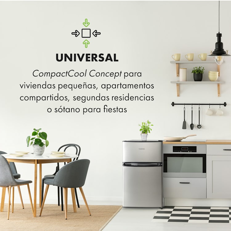 Big Daddy Cool Refrigerador con congelador 61/25 litros 2 niveles Acero inoxidable