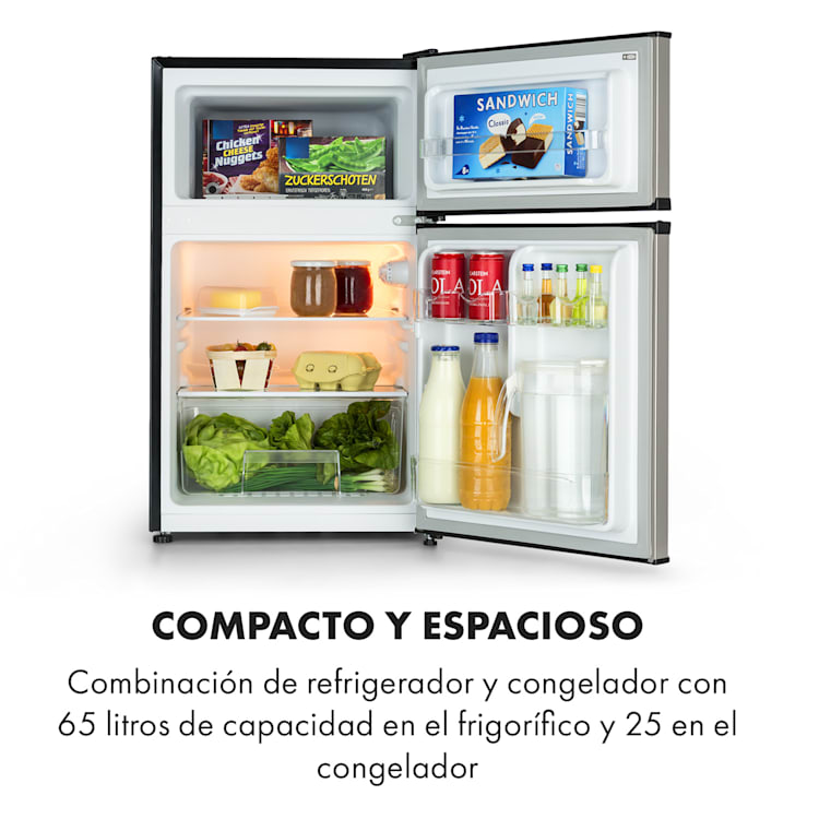 Big Daddy Cool Refrigerador con congelador 61/25 litros 2 niveles Acero inoxidable