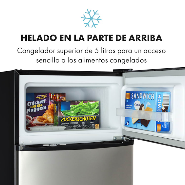 Big Daddy Cool Refrigerador con congelador 61/25 litros 2 niveles Acero inoxidable