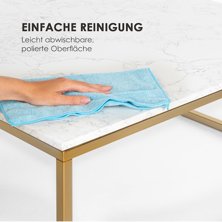 White Pearl II Couchtisch 81,5x35x81,5cm (BxHxT) Marmor Gold / Weiß 81,5 x 35 x 81,5 cm