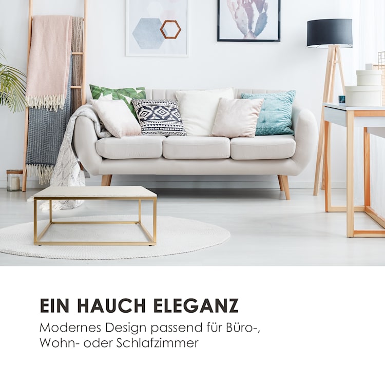 White Pearl II Couchtisch 81,5x35x81,5cm (BxHxT) Marmor Gold / Weiß 81,5 x 35 x 81,5 cm