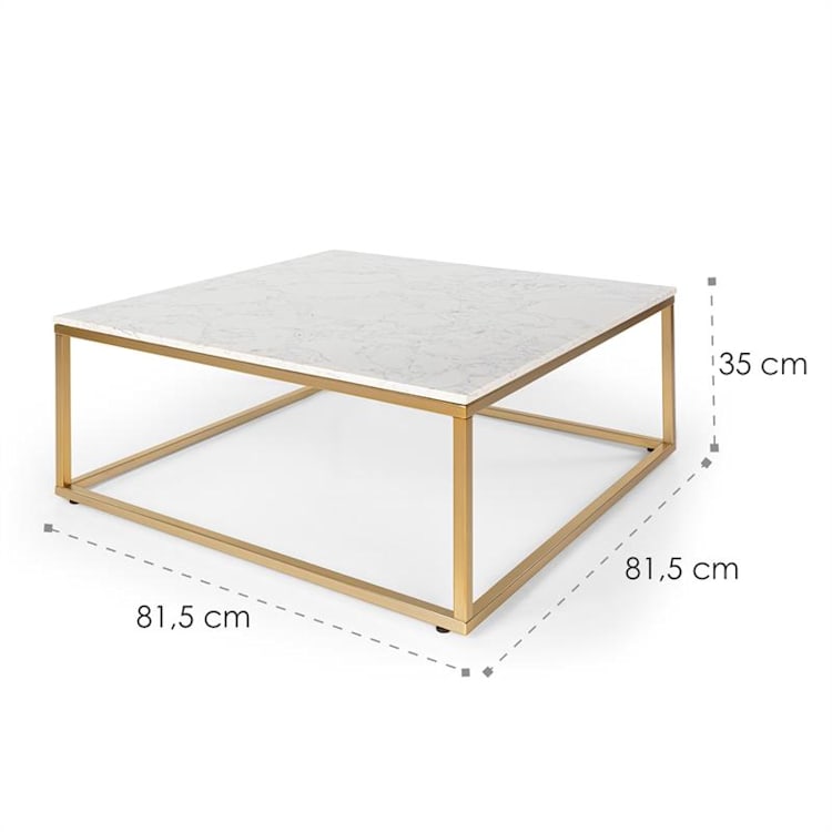 White Pearl II Couchtisch 81,5x35x81,5cm (BxHxT) Marmor Gold / Weiß 81,5 x 35 x 81,5 cm