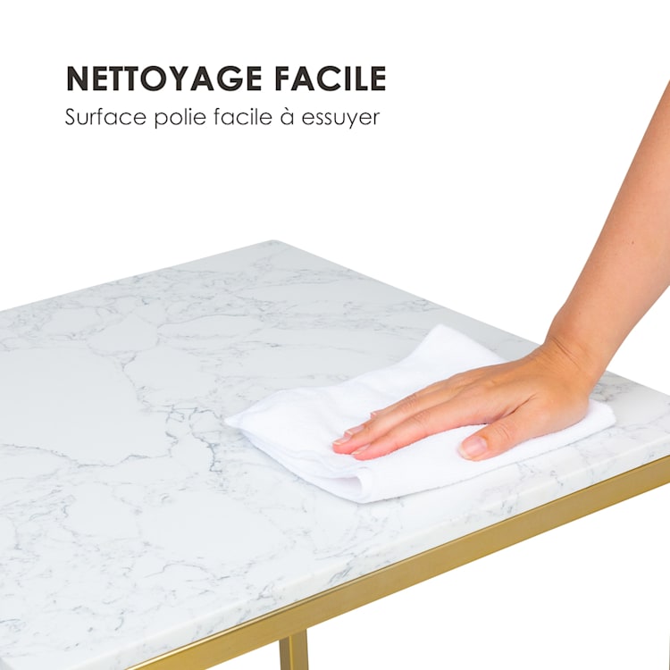 White Pearl 1 Table basse 50 x 50 x 50 cm (LxHxP) - Marbre doré / Blanc 50 x 50 x 50 cm