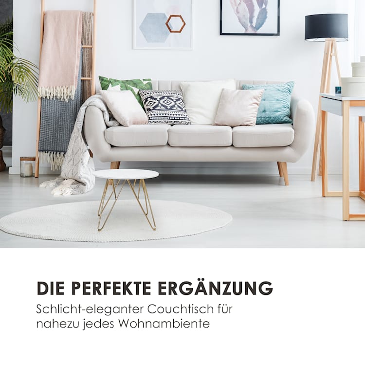Round Pearl Couchtisch 55 x 45 cm (ØxH) Marmor Gold / Weiß