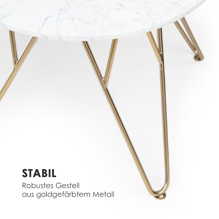 Round Pearl Couchtisch 55 x 45 cm (ØxH) Marmor Gold / Weiß