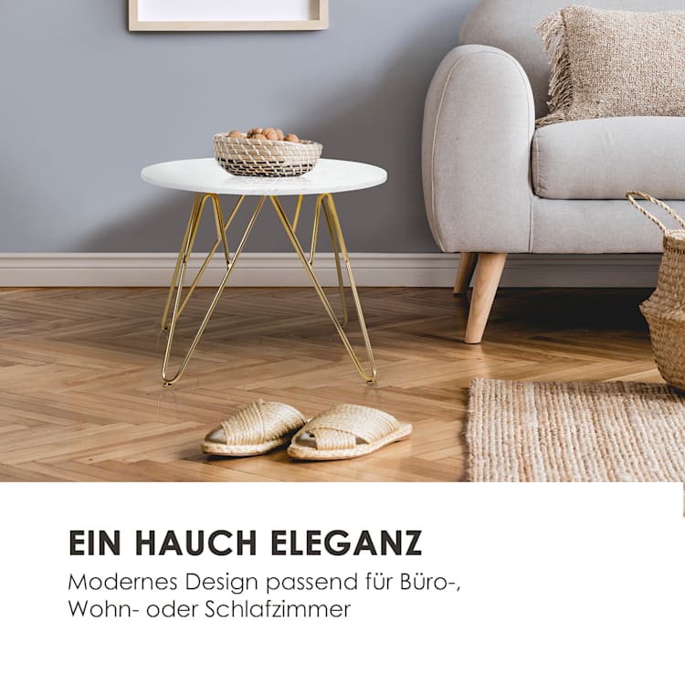 Round Pearl Couchtisch 55 x 45 cm (ØxH) Marmor Gold / Weiß