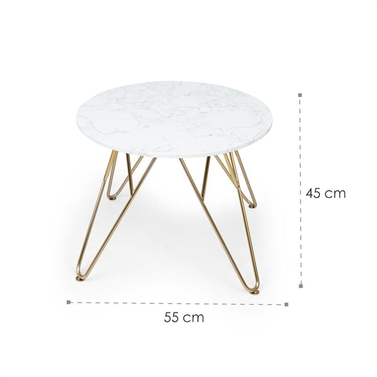 Round Pearl mesa de centro 55 x 45 cm (ØxH) mármol oro / blanco