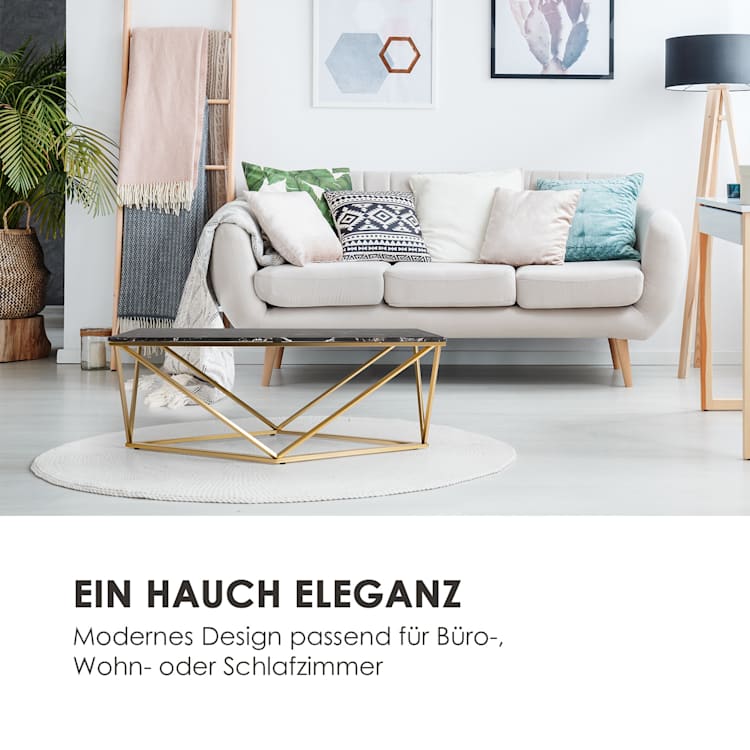 Black Onyx I Couchtisch 110x42,5x55cm (BxHxT) Marmor Gold / Schwarz 110 x 42,5 x 55 cm