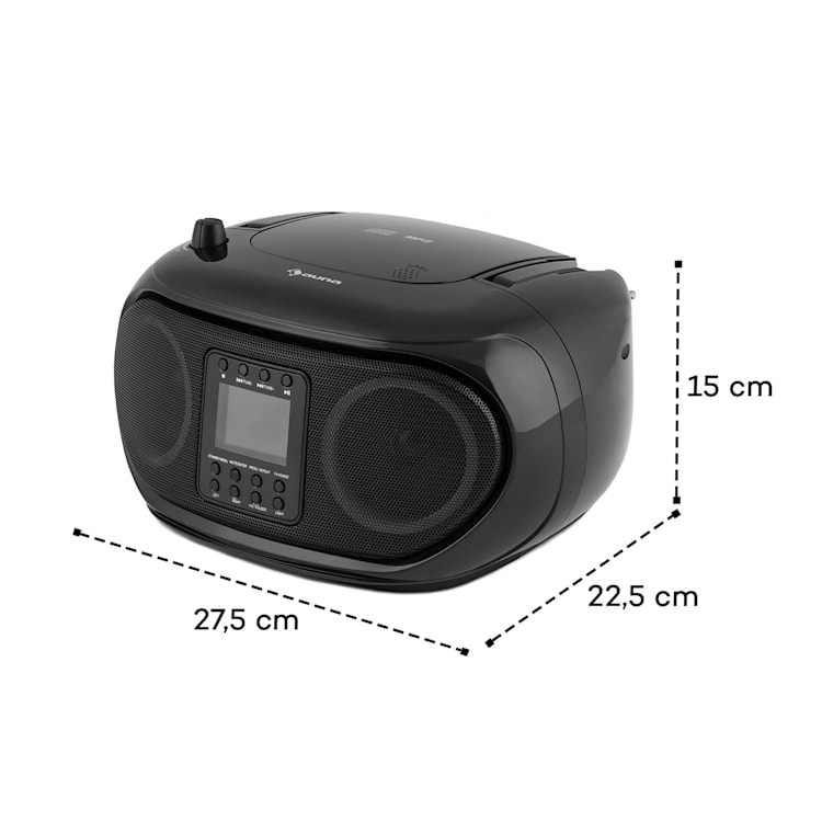Roadie Smart, boombox, radio internetowe DAB/DAB+, UKF, odtwarzacz CD, oświetlenie LED, Wi-Fi, Bluetooth Czarny