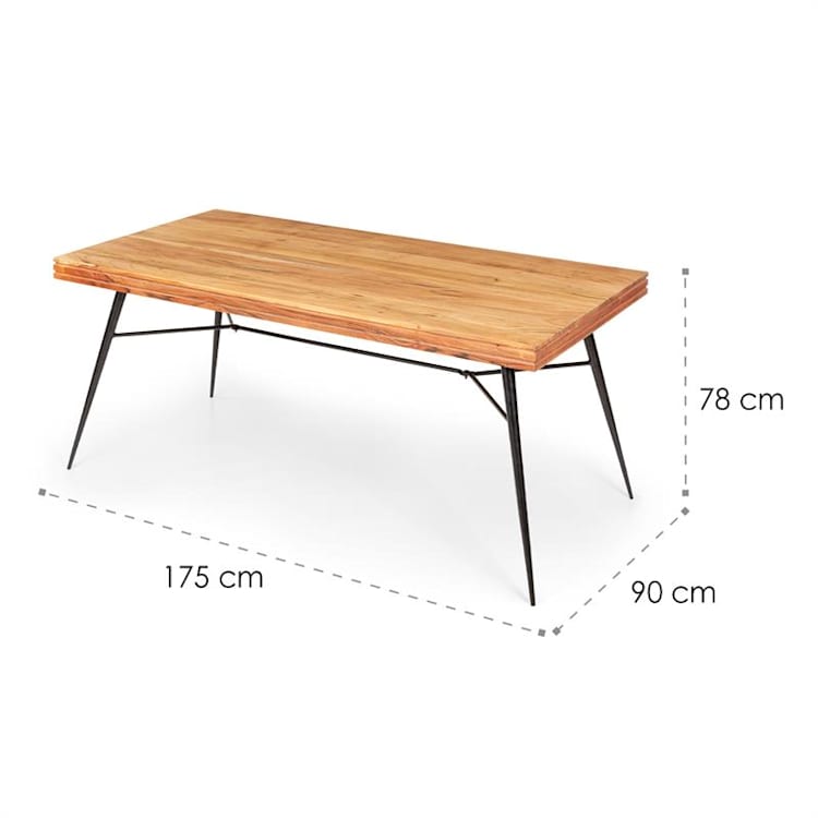 Vantor Esstisch Akazienholz Eisengestell 175 x 78 x 80 cm Holz