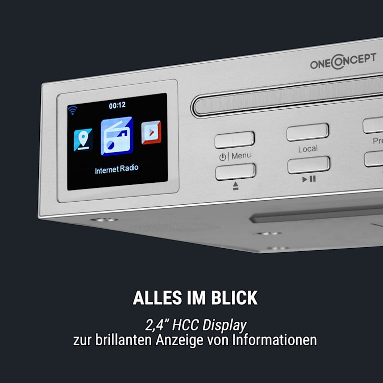 Streamo Chef Küchenradio CD-Player BT 2,4"HCC Display silber Silber
