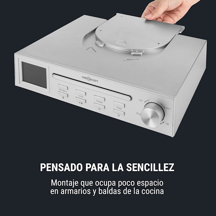 Streamo Chef Radio de cocina Reproductor de CD BT 2,4"HCC Display Plateada Plata