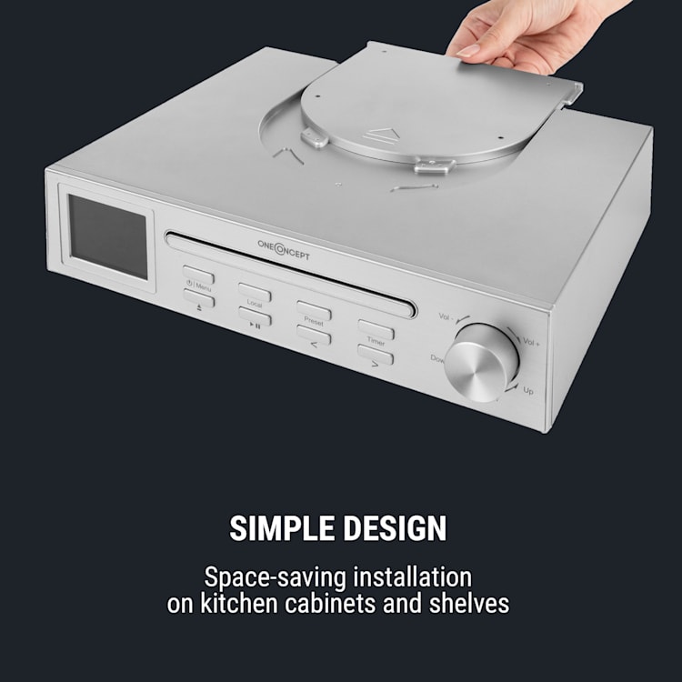 Streamo Chef, radio kuchenne, CD odtwarzacz, BT, 2,4" wyświetlacz HCC, srebrne Srebrny Metal