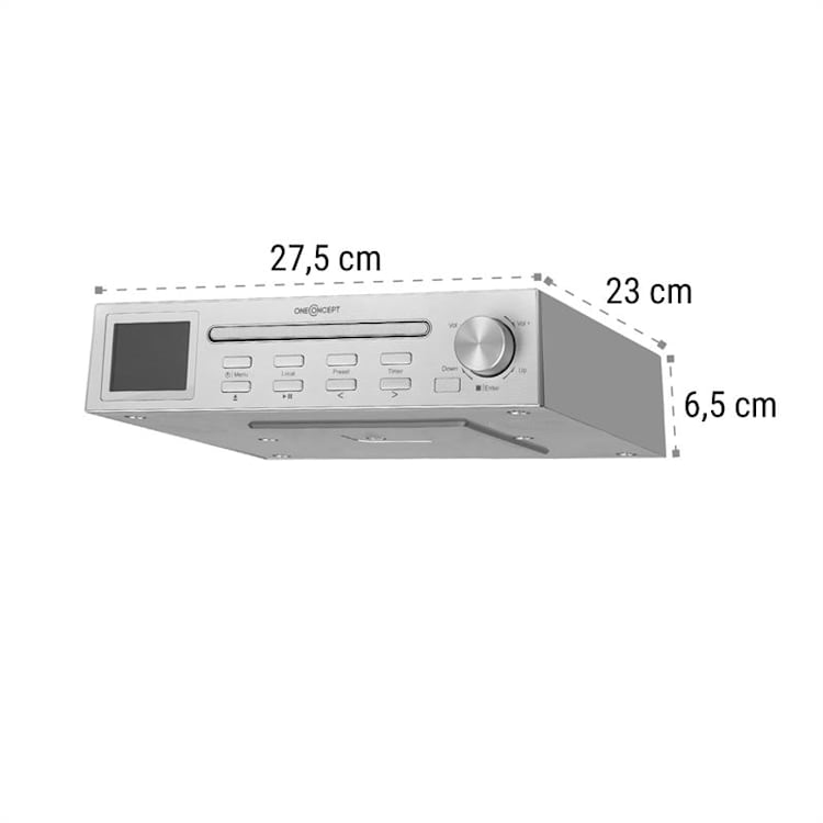 Streamo Chef, radio kuchenne, CD odtwarzacz, BT, 2,4" wyświetlacz HCC, srebrne Srebrny Metal