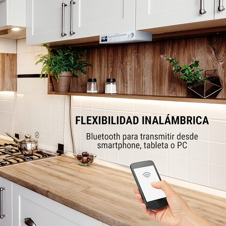 Streamo Chef radio de cocina reproductor de CD BT pantalla 2,4" HCC blanca Blanco