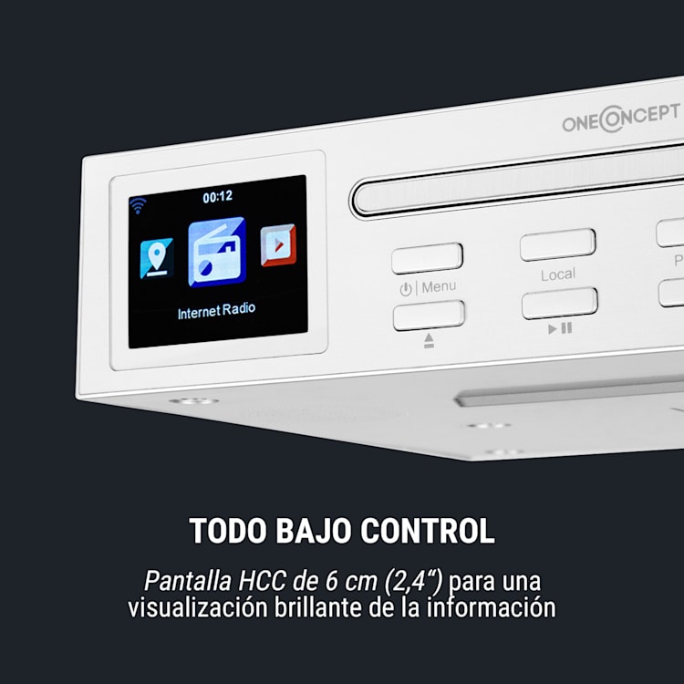 Streamo Chef radio de cocina reproductor de CD BT pantalla 2,4" HCC blanca Blanco