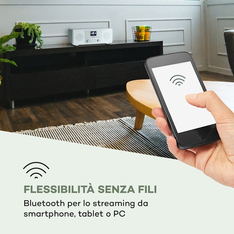 Streamo CD radio internet 2x10W WiFi DAB+ FM lettore CD BT bianco Bianco