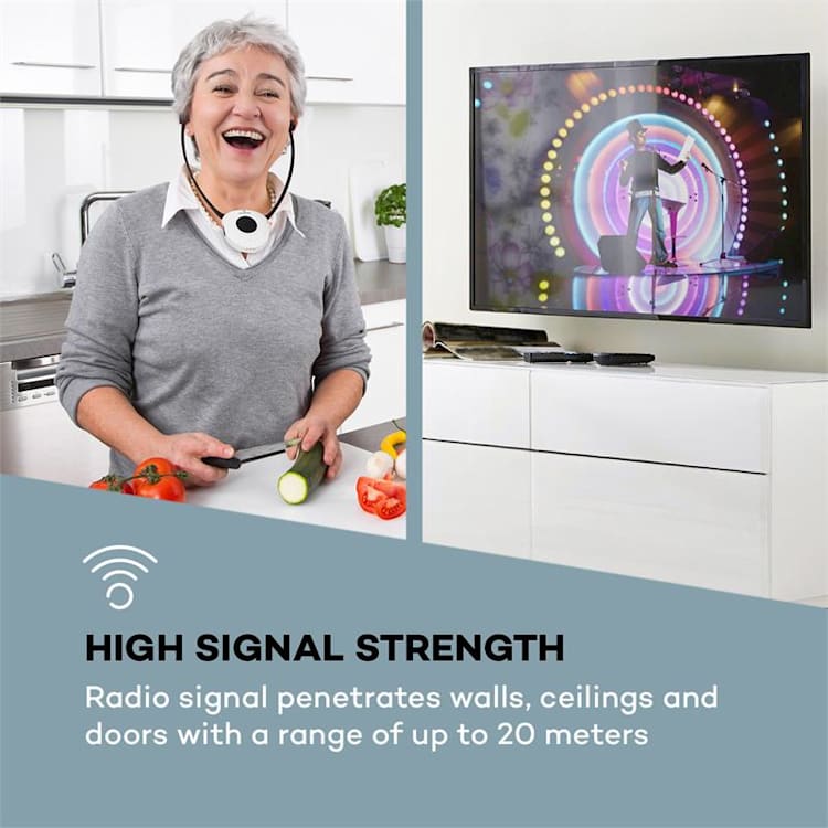 Stereoskop, bezdrôtové slúchadlá so stetoskopickou konštrukciou, do uší, 20 m, 2,4 GHz, TV/HiFi/CD/MP3, akumulátor, biele Biela