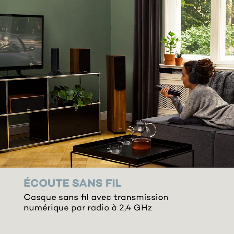 Ecouteur sans fil auna Silencium 20m ,2,4GHz TV/HiFi/CD/MP3 Akku noir