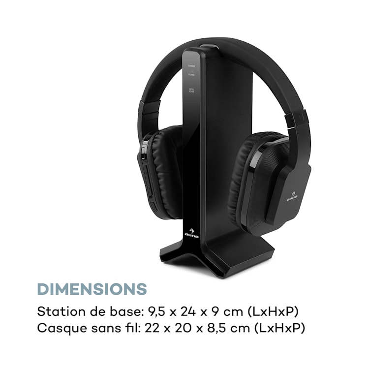 Ecouteur sans fil auna Silencium 20m ,2,4GHz TV/HiFi/CD/MP3 Akku noir