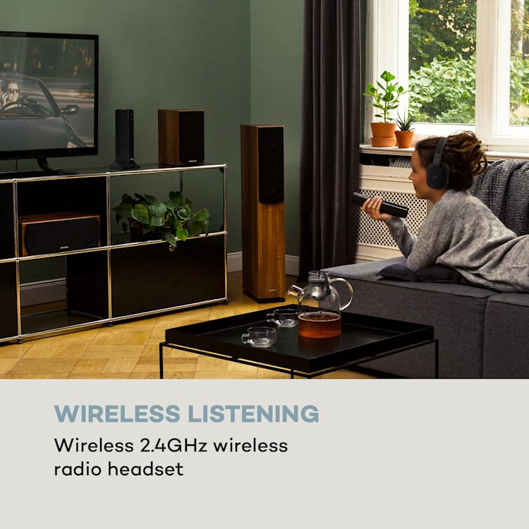 Silencium, bezdrôtové slúchadlá, 20 m, 2,4 GHz, TV/HiFi/CD/MP3, akumulátor, čierne