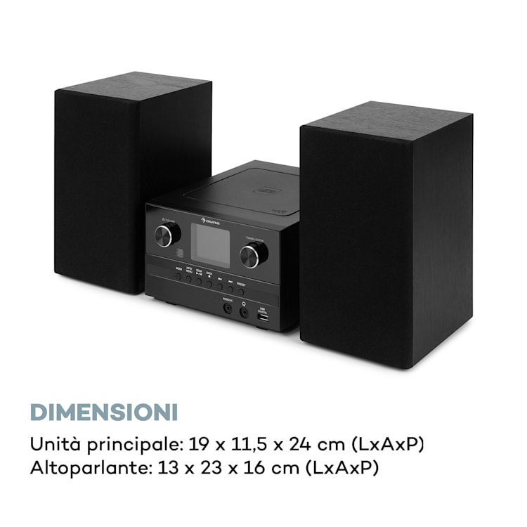 Connect System S impianto stereo + altoparlante 20Wmax internet/DAB+ nero Nero