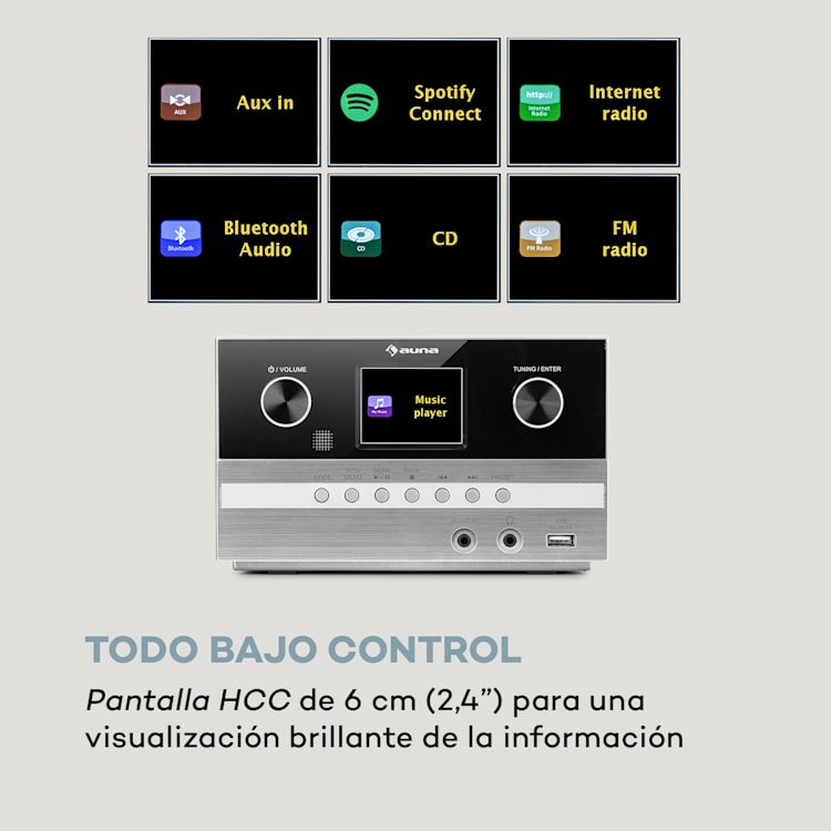 Connect System S Equipo estéreo + Altavoces 20 W máx. Internet/DAB+ Plateado Plata