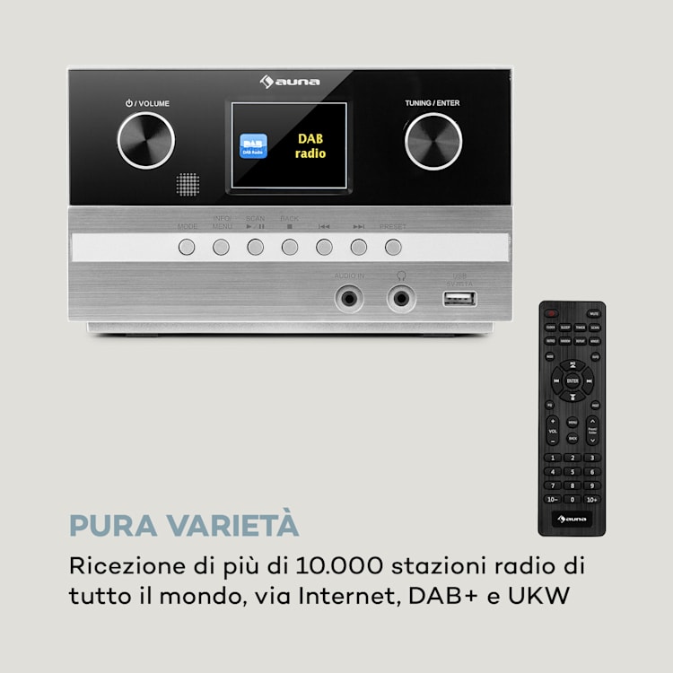 Connect System S impianto stereo + altoparlante 20Wmax internet/DAB+ argento Argento