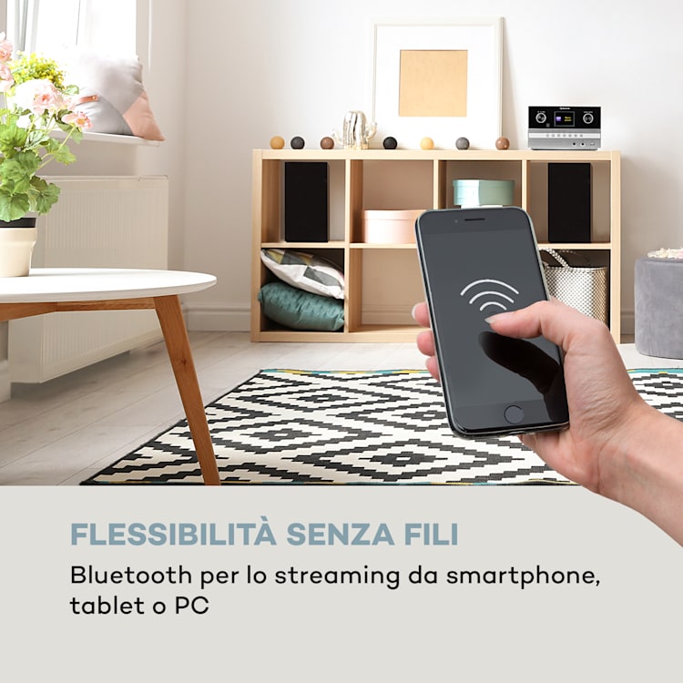 Connect System S impianto stereo + altoparlante 20Wmax internet/DAB+ argento Argento