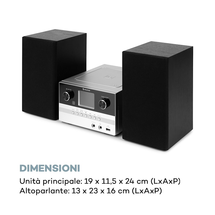 Connect System S impianto stereo + altoparlante 20Wmax internet/DAB+ argento Argento