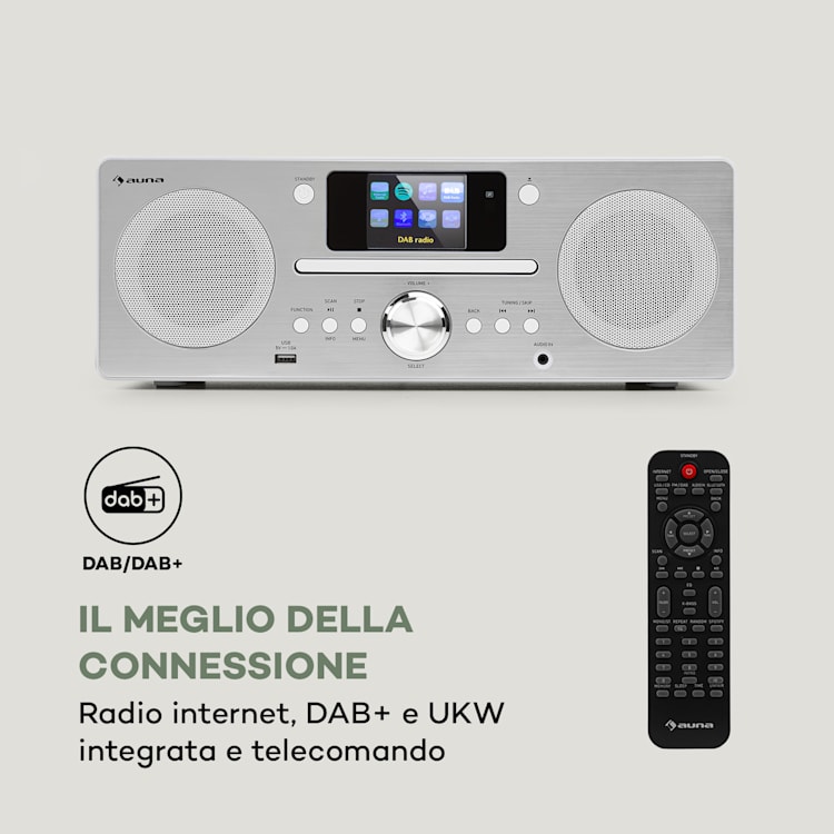 Harvard Impianto Compatto Radio Web/DAB+ e FM Lettore CD BT bianco Bianco / Argento metallizzato