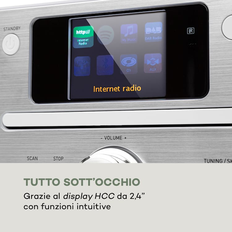 Harvard Impianto Compatto Radio Web/DAB+ e FM Lettore CD BT bianco Bianco / Argento metallizzato