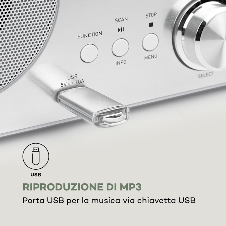 Harvard Impianto Compatto Radio Web/DAB+ e FM Lettore CD BT bianco Bianco / Argento metallizzato
