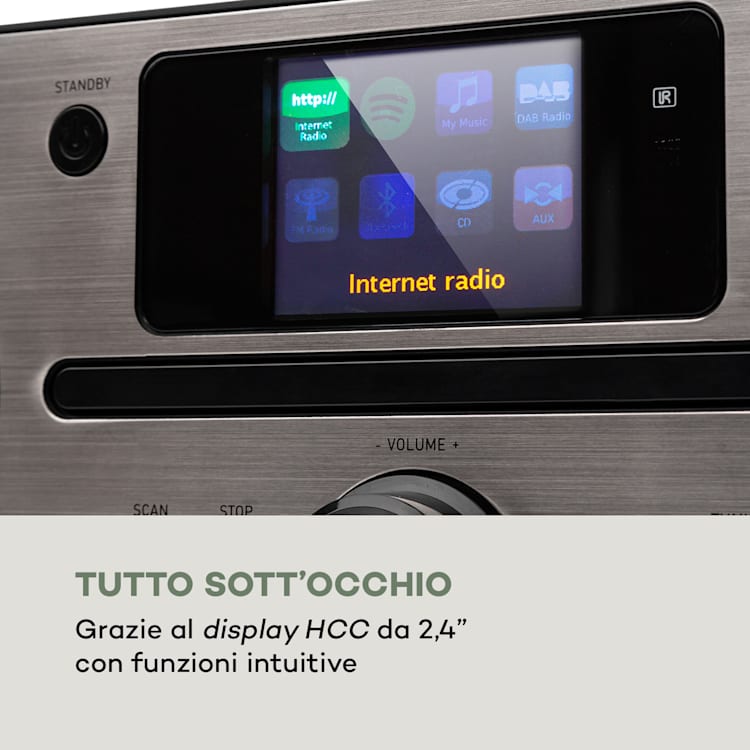 Harvard Impianto Compatto Radio Web/DAB+ e FM Lettore CD BT noce Noce