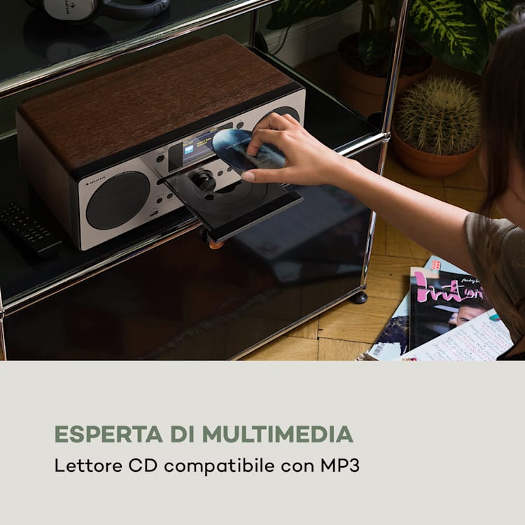 Harvard Impianto Compatto Radio Web/DAB+ e FM Lettore CD BT noce Noce