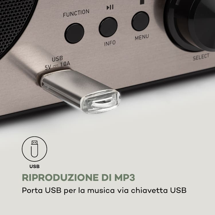Harvard Impianto Compatto Radio Web/DAB+ e FM Lettore CD BT noce Noce