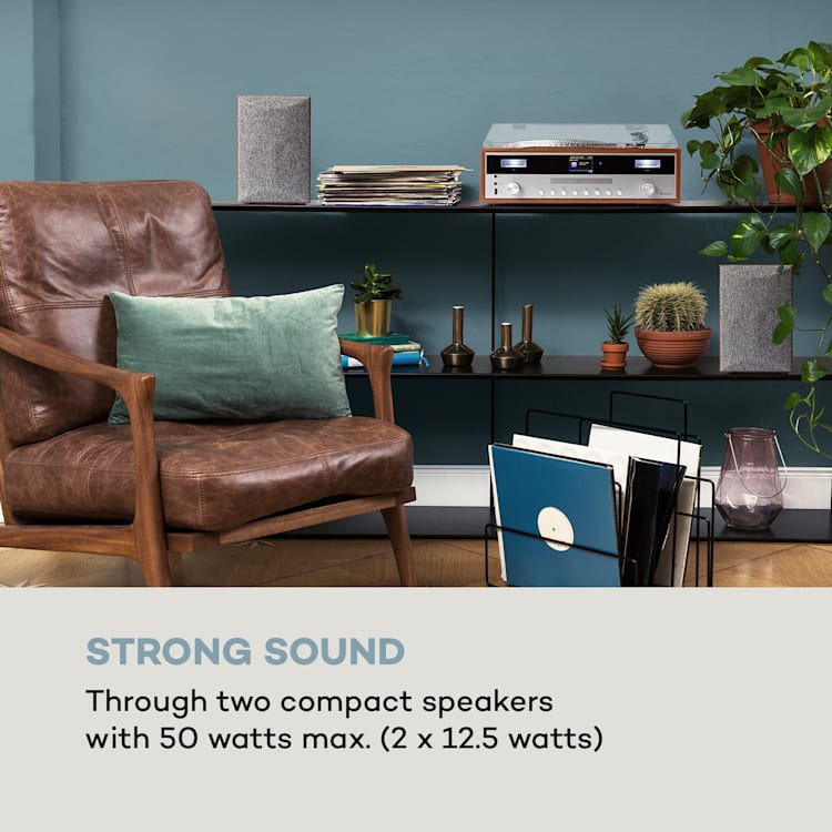 Birmingham, HiFi stereo sistem, DAB+/FM, BT funkcija, vinyl, CD, USB, AUX vhod, les