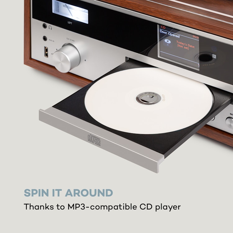 Birmingham, HiFi stereo sistem, DAB+/FM, BT funkcija, vinyl, CD, USB, AUX vhod, les
