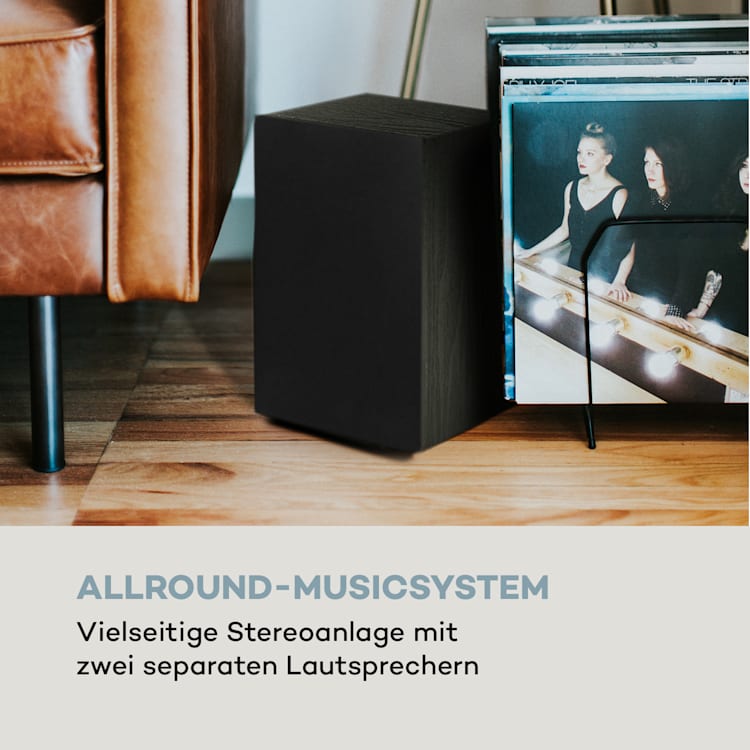 388-DAB+ Stereoanlage 20W max. Vinyl CD Kassette BT FM/DAB+ USB SD schwarz Schwarz