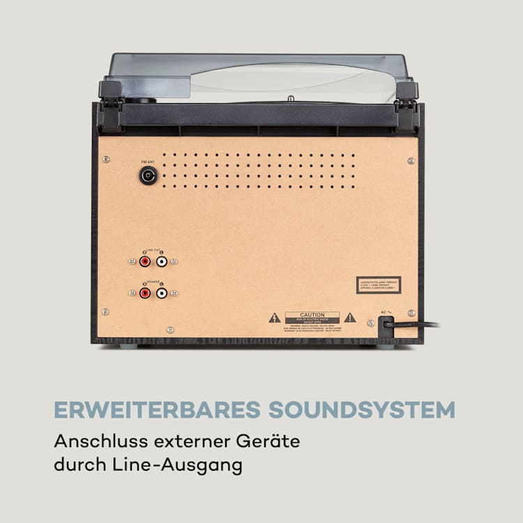 388-DAB+ Stereoanlage 20W max. Vinyl CD Kassette BT FM/DAB+ USB SD schwarz Schwarz