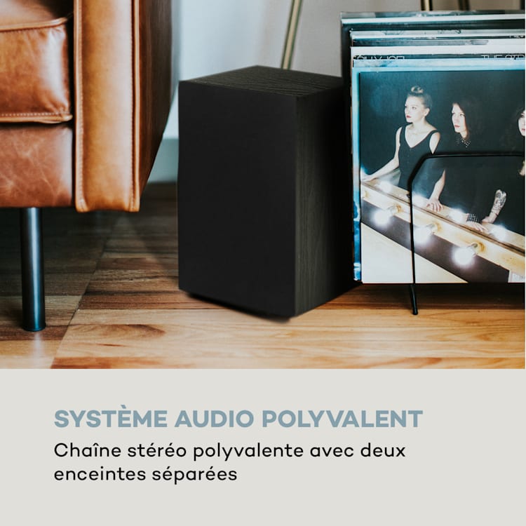 388-DAB+ Chaîne stéréo platine vinyle CD K7 Bluetooth FM DAB+ USB SD noir Noir