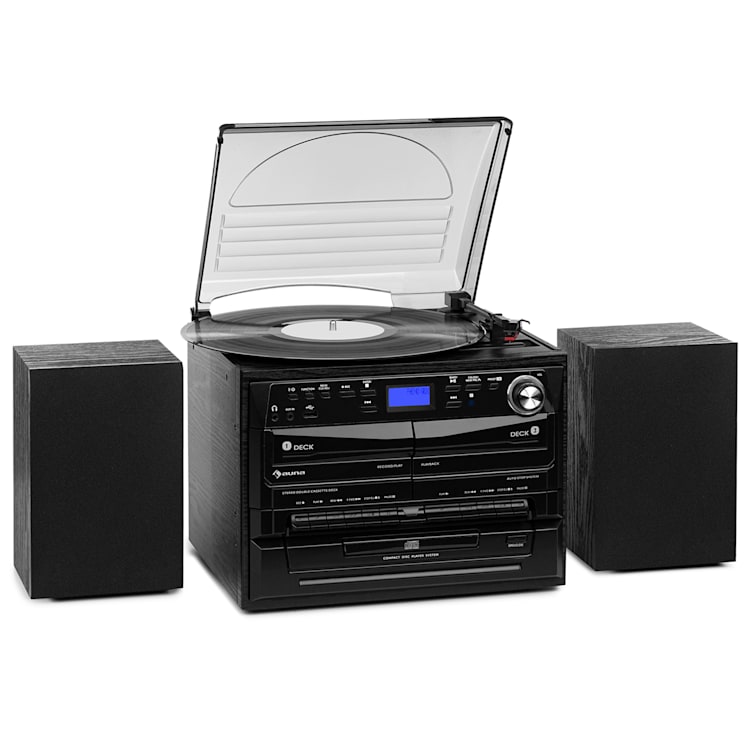 388-DAB+ Stereoanlage 20W max. Vinyl CD Kassette BT FM/DAB+ USB Schwarzes Holz