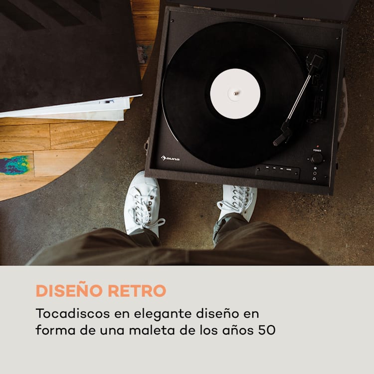 Sarah Ann DAB tocadiscos 33/45/78 rpm radio DAB+/FM Bluetooth negro Con radio DAB+ y FM