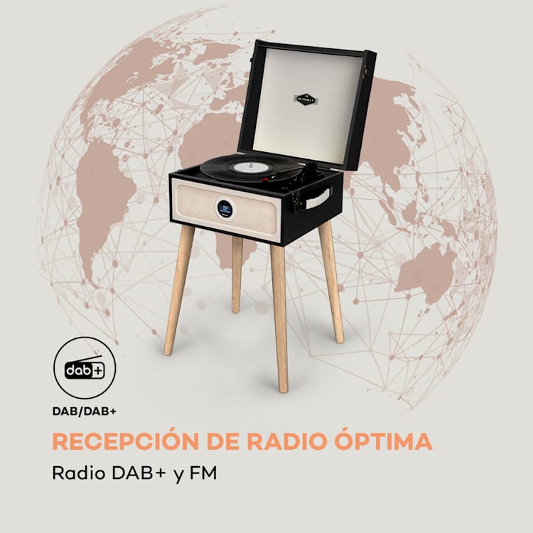 Sarah Ann DAB tocadiscos 33/45/78 rpm radio DAB+/FM Bluetooth negro Con radio DAB+ y FM