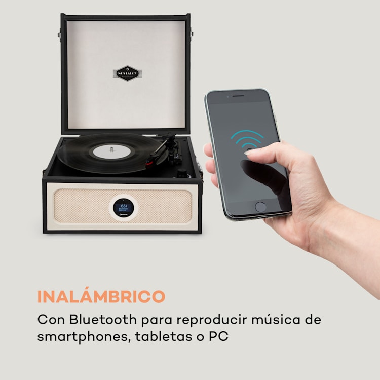 Sarah Ann DAB tocadiscos 33/45/78 rpm radio DAB+/FM Bluetooth negro Con radio DAB+ y FM