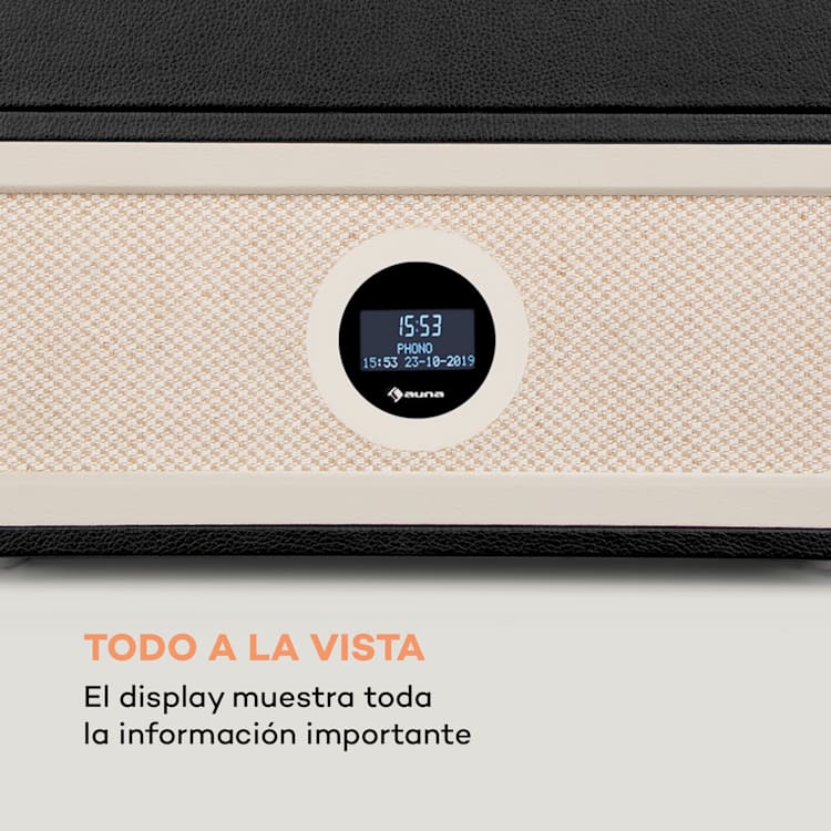 Sarah Ann DAB tocadiscos 33/45/78 rpm radio DAB+/FM Bluetooth negro Con radio DAB+ y FM