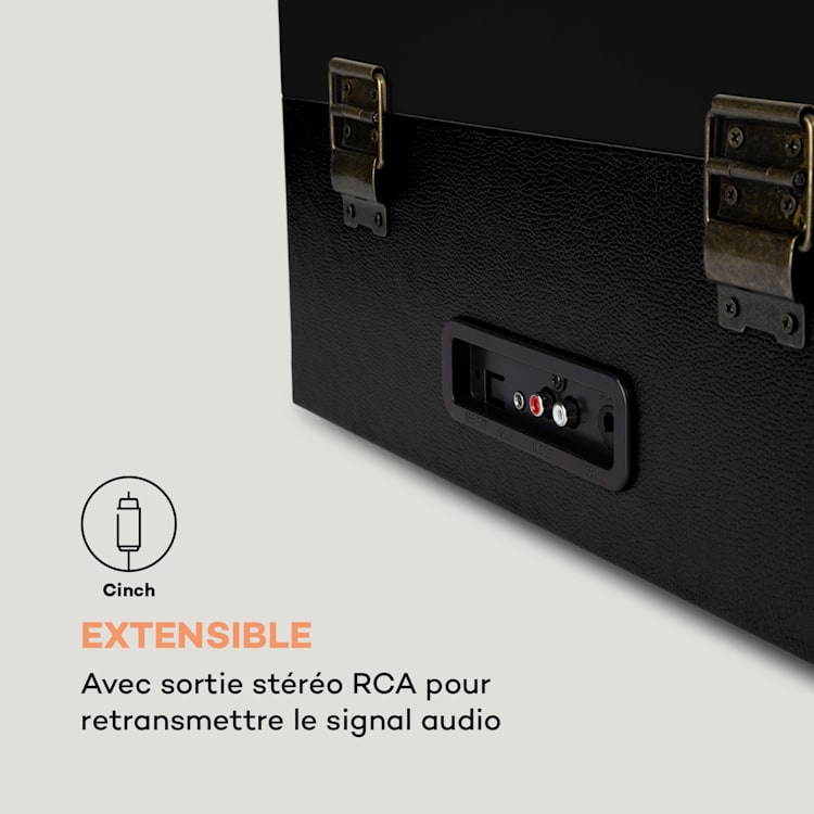 Sarah Ann DAB Platine vinyle 3 vitesses DAB+ FM USB Bluetooth - Noire Avec radio FM et DAB+