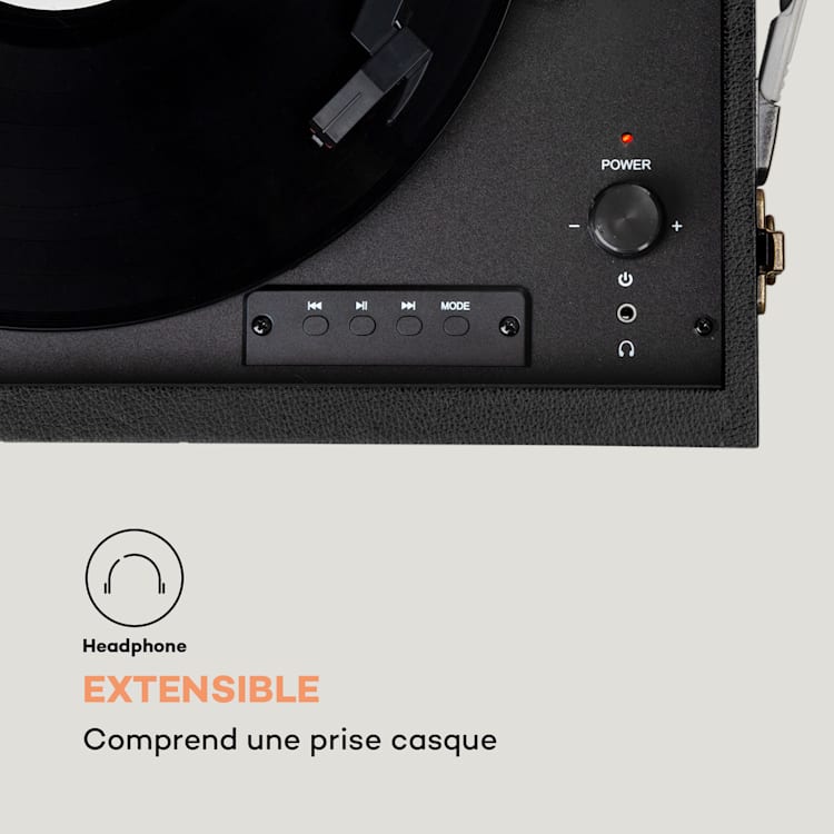 Sarah Ann DAB Platine vinyle 3 vitesses DAB+ FM USB Bluetooth - Noire Avec radio FM et DAB+